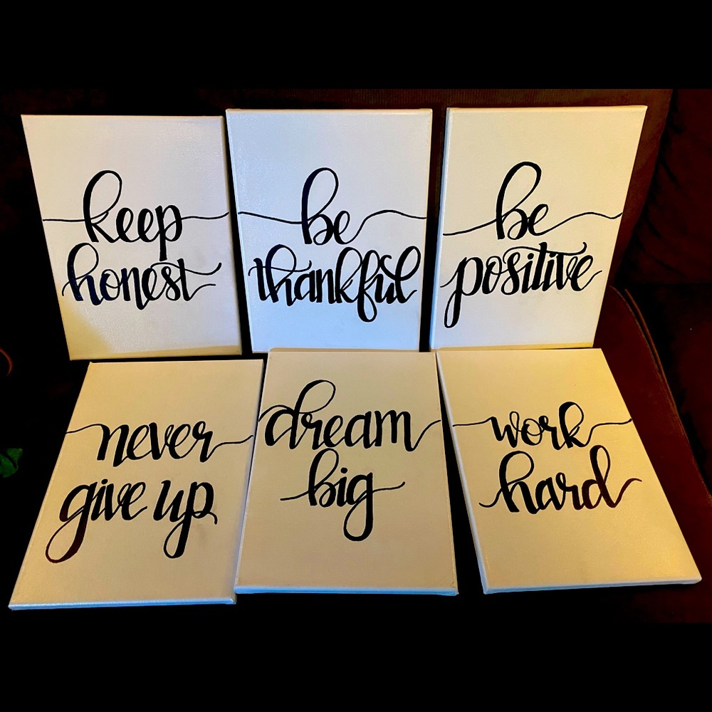 Hand painted 6 piece canvas set